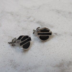 Women's Harley Davidson Black Steel Stud Earrings!